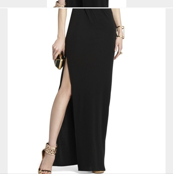 BCBG MaxAzria Black Asymmetrical Cut Out Slip Dress - Picture 3 of 10